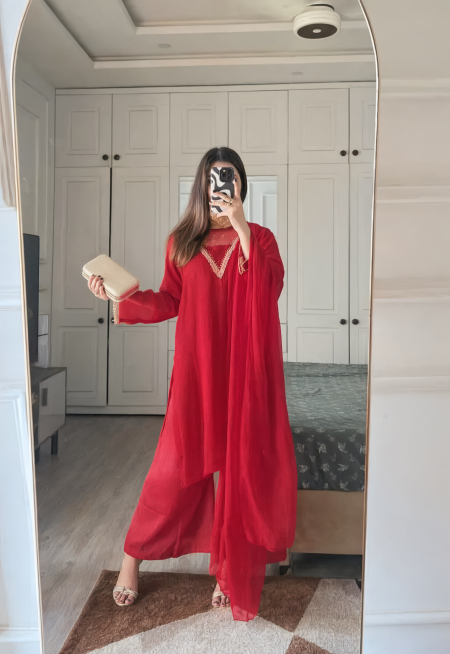 Gul-e-Lal – 3PC Pure Chiffon